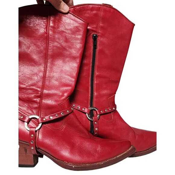 Catarina Lucci Vintage Red Leather Boots Size EU 39 Made in Italy - Picture 1 of 10